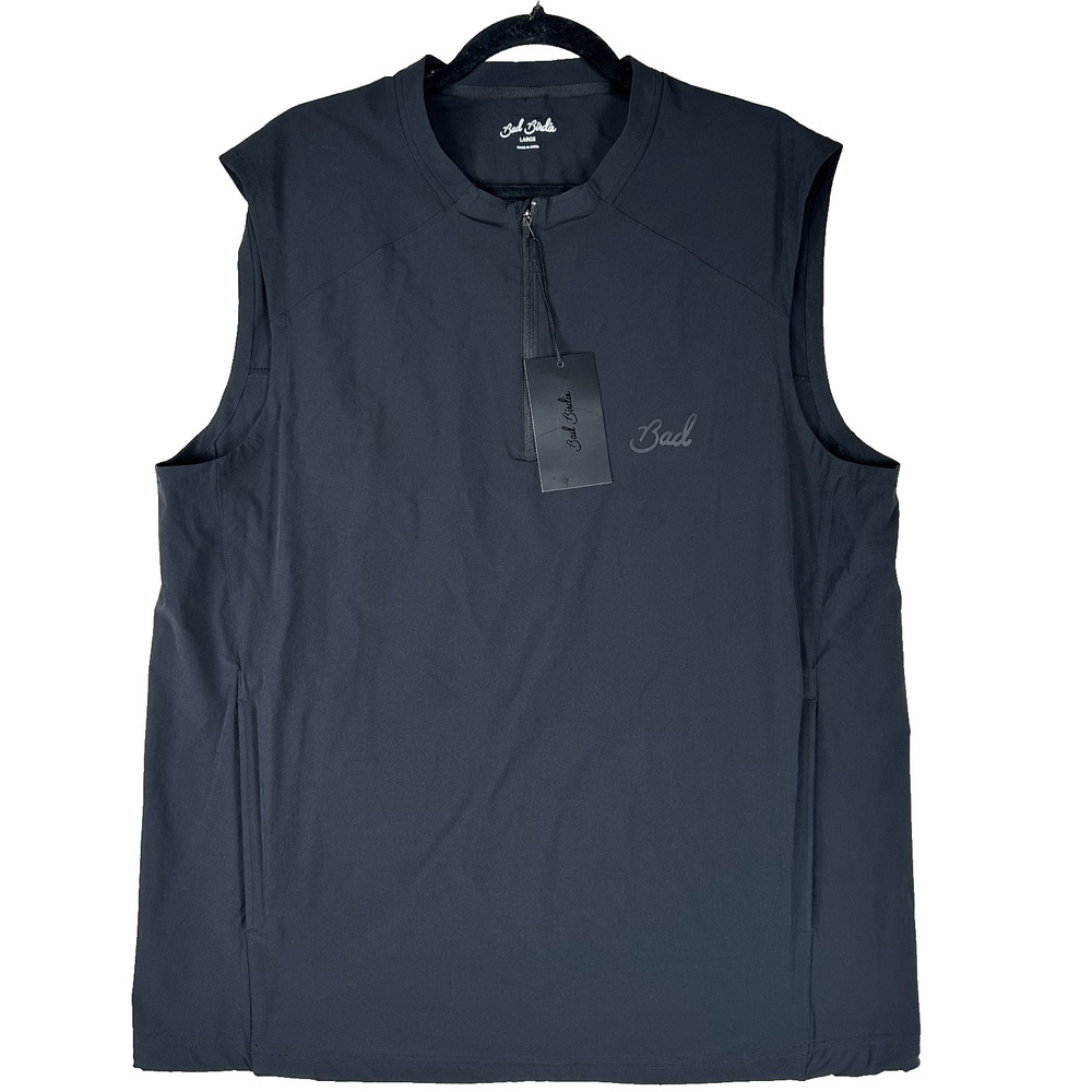 NWT Bad Birdie 1/4 Zip LW Golf Vest Black Sleeveless Men's Size Large Activewear
